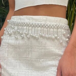 Grace Vintage Pearl Drop Chain Belt